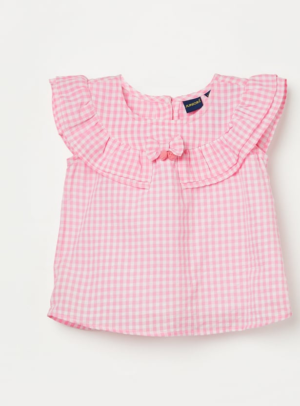 JUNIORS Girls Checked Top with Shorts
