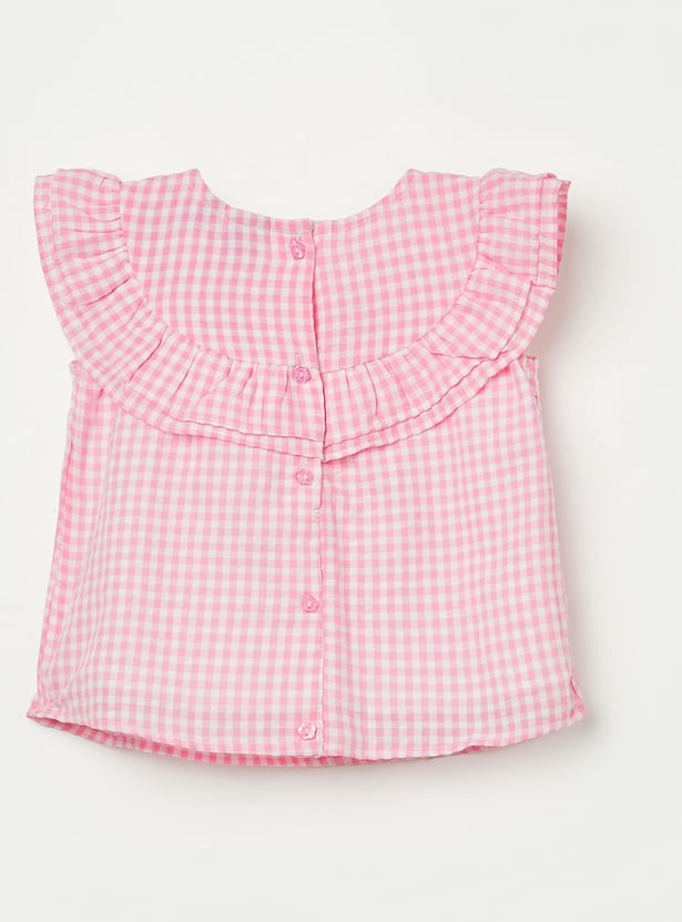 JUNIORS Girls Checked Top with Shorts