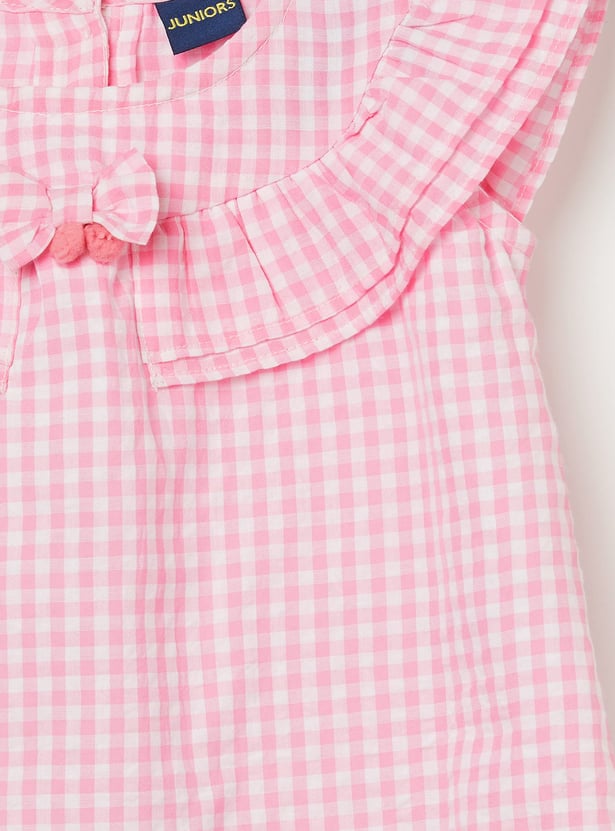 JUNIORS Girls Checked Top with Shorts