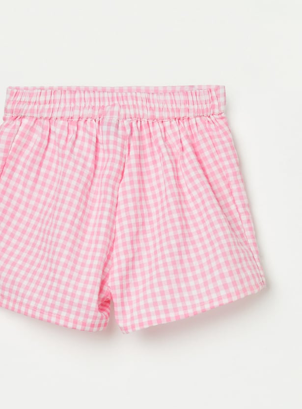 JUNIORS Girls Checked Top with Shorts