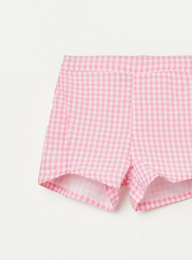 JUNIORS Girls Checked Top with Shorts