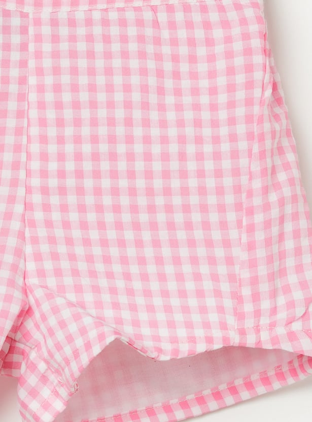 JUNIORS Girls Checked Top with Shorts