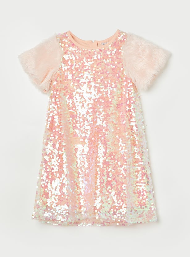 FAME FOREVER Girls Sequinned A-line Dress