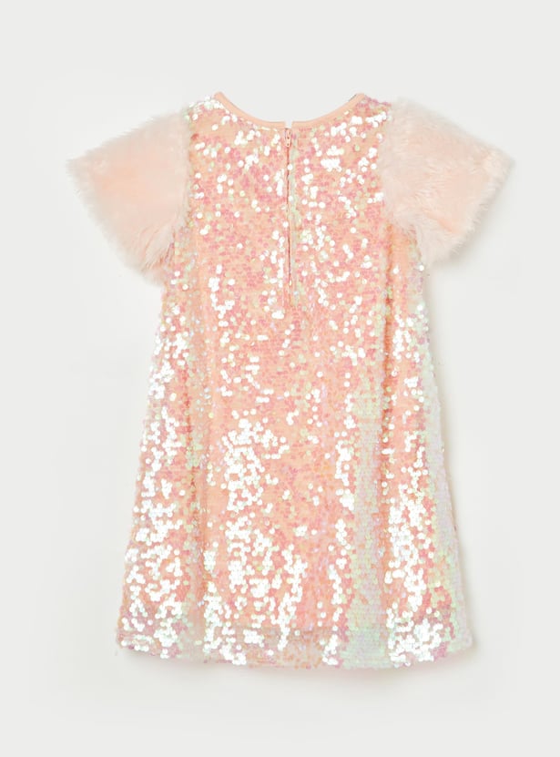 FAME FOREVER Girls Sequinned A-line Dress