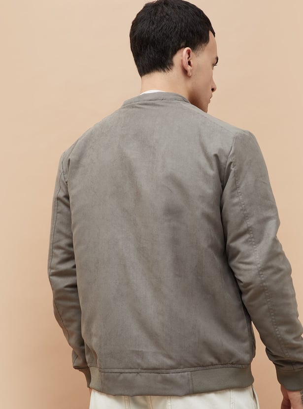 DENIMIZE Faux Suede Padded Bomber Jacket
