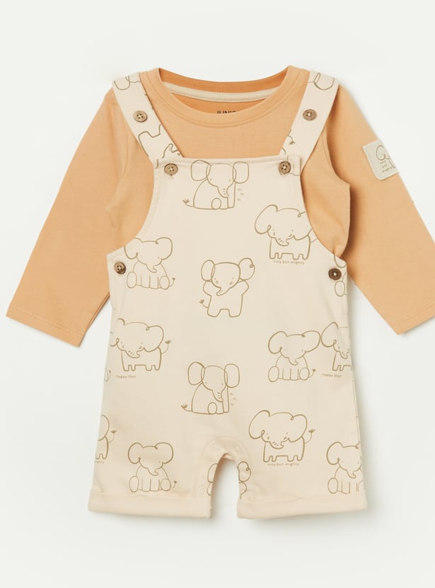 JUNIORS Boys Graphic Print Dungaree with T-shirt