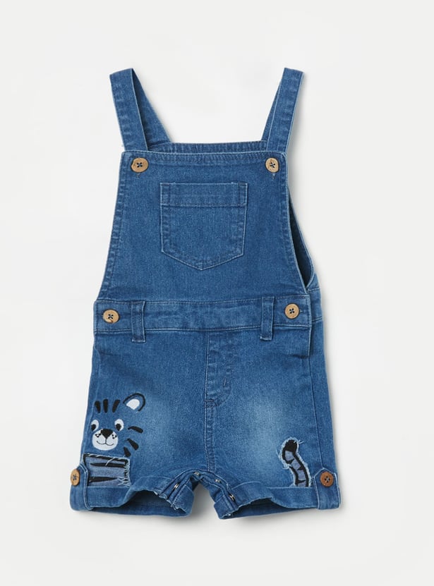 JUNIORS Boys Cat Denim Dungaree with T-shirt