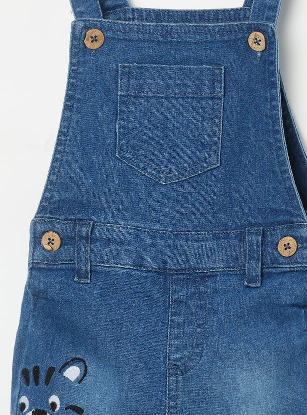 JUNIORS Boys Cat Denim Dungaree with T-shirt