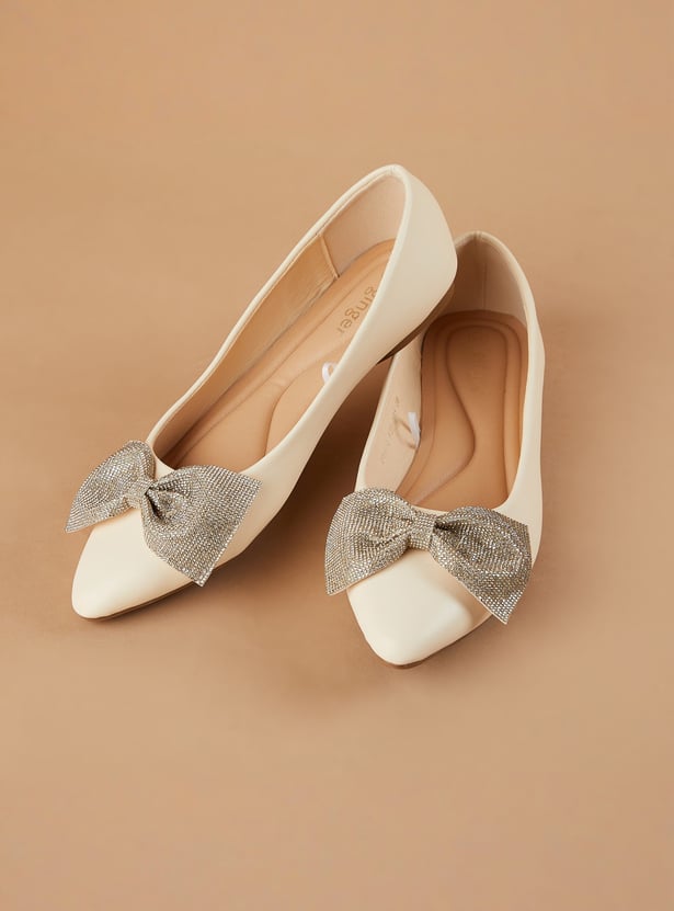 GINGER Embellished Bow Ballerinas