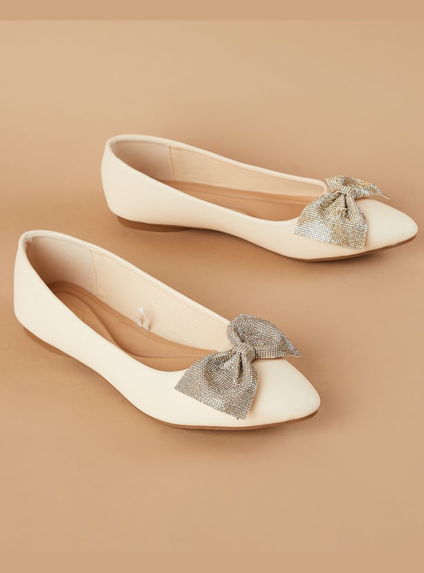 GINGER Embellished Bow Ballerinas
