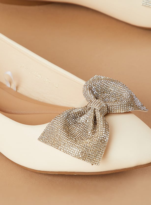 GINGER Embellished Bow Ballerinas