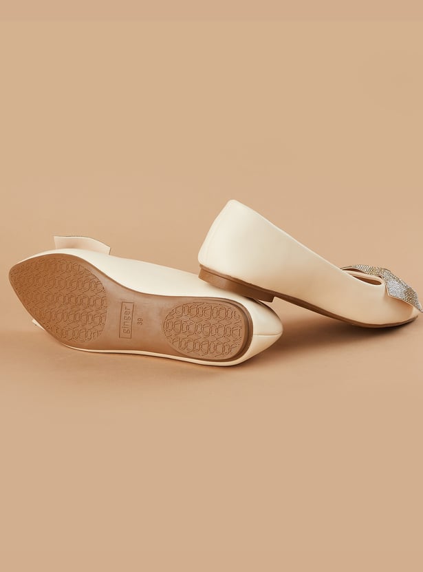 GINGER Embellished Bow Ballerinas