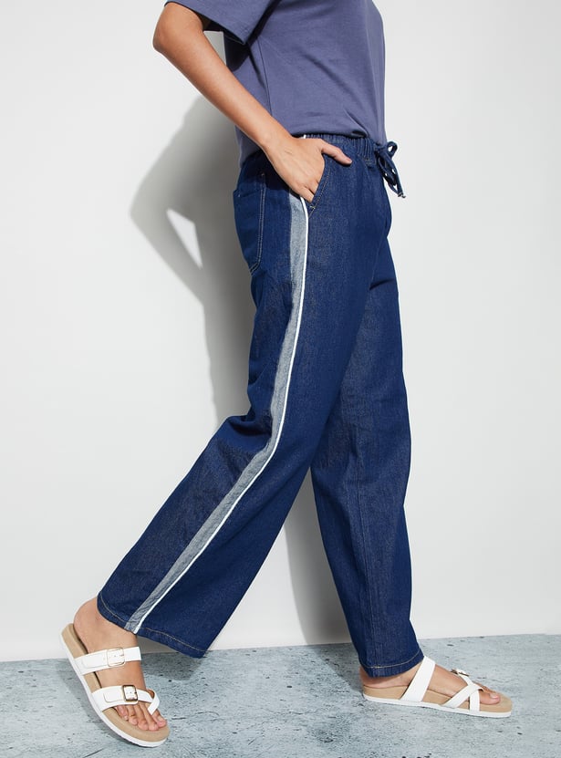 FAME FOREVER Wide Leg Jeans with Contrast Taping