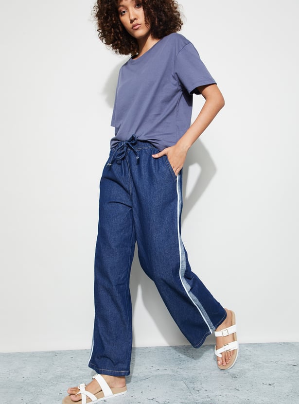 FAME FOREVER Wide Leg Jeans with Contrast Taping