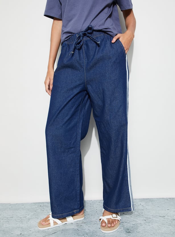FAME FOREVER Wide Leg Jeans with Contrast Taping