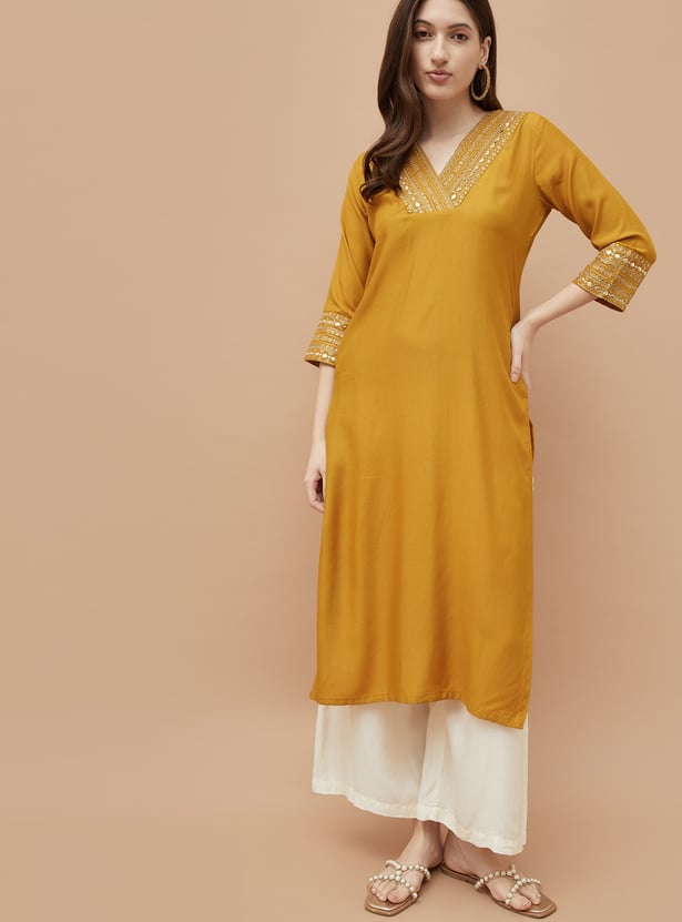 MELANGE Sequinned Straight Kurta