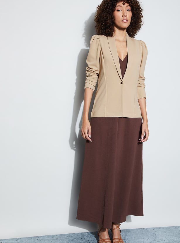 CODE Solid Single-Breasted Blazer