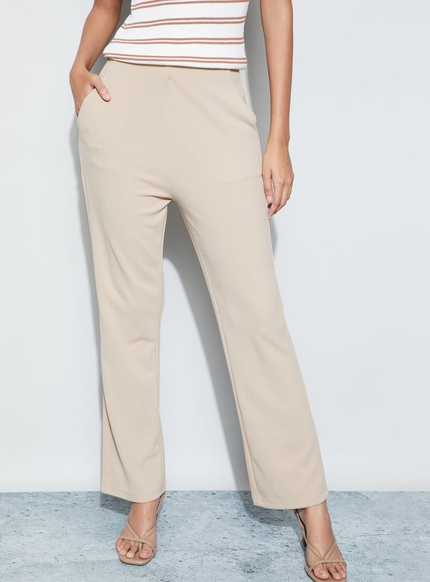 CODE Solid Flat Front Trousers