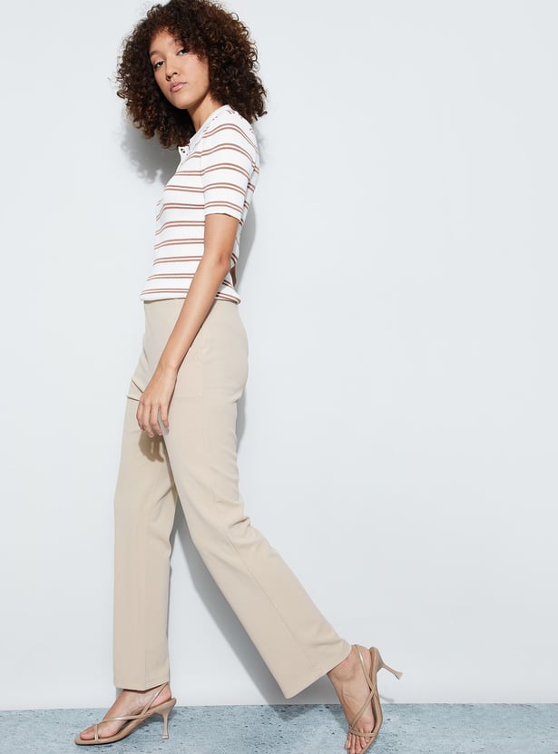 CODE Solid Flat Front Trousers