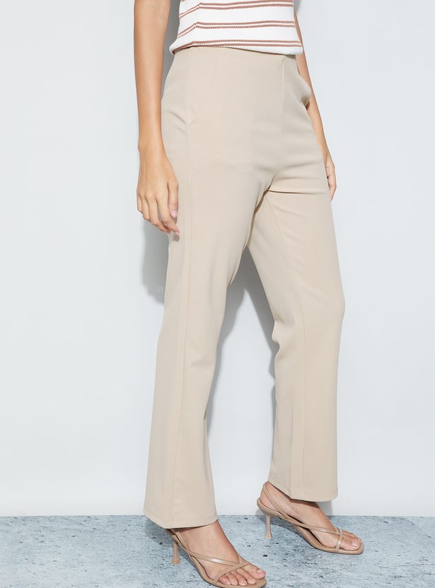 CODE Solid Flat Front Trousers