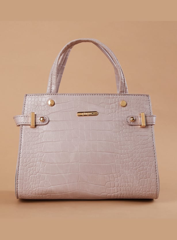 GINGER Croc Textured Handheld Bag