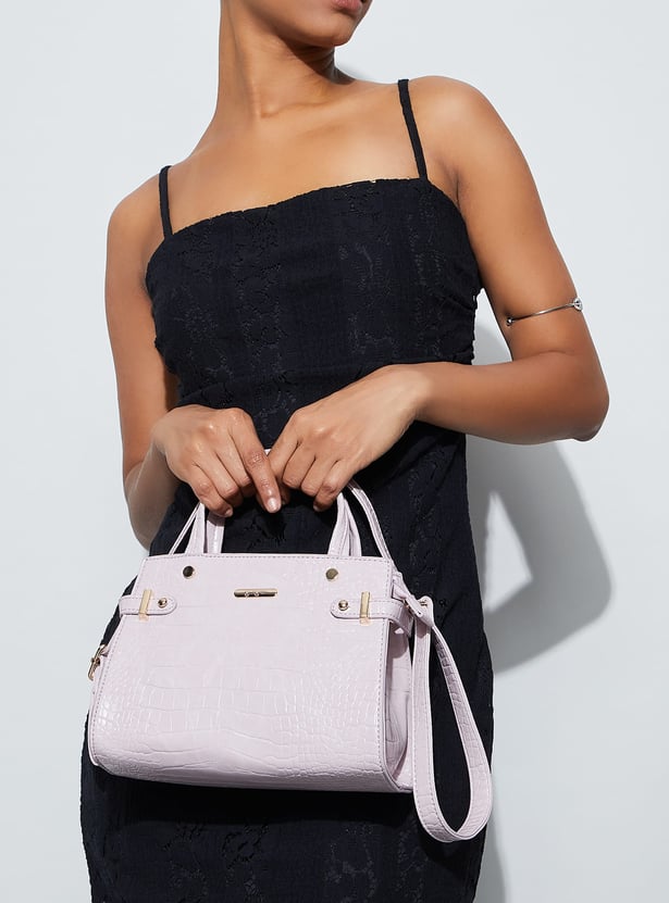 GINGER Croc Textured Handheld Bag