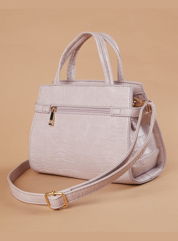 GINGER Croc Textured Handheld Bag