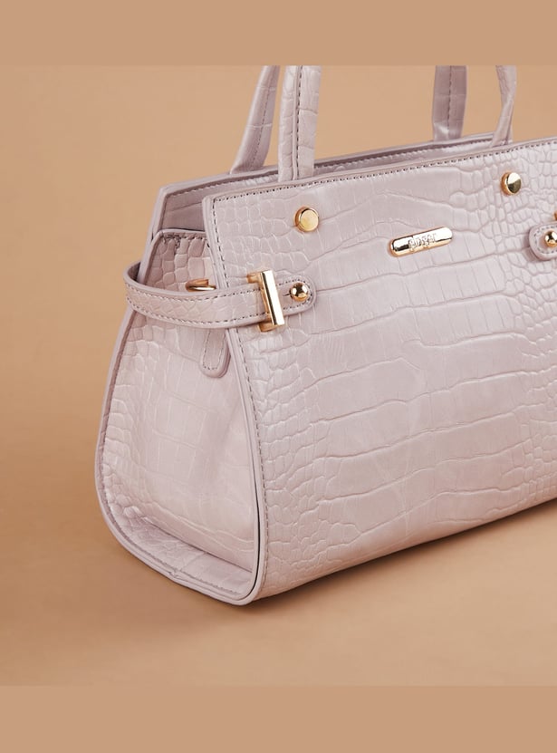 GINGER Croc Textured Handheld Bag