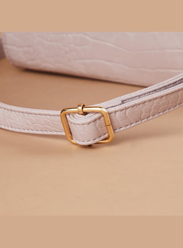 GINGER Croc Textured Handheld Bag