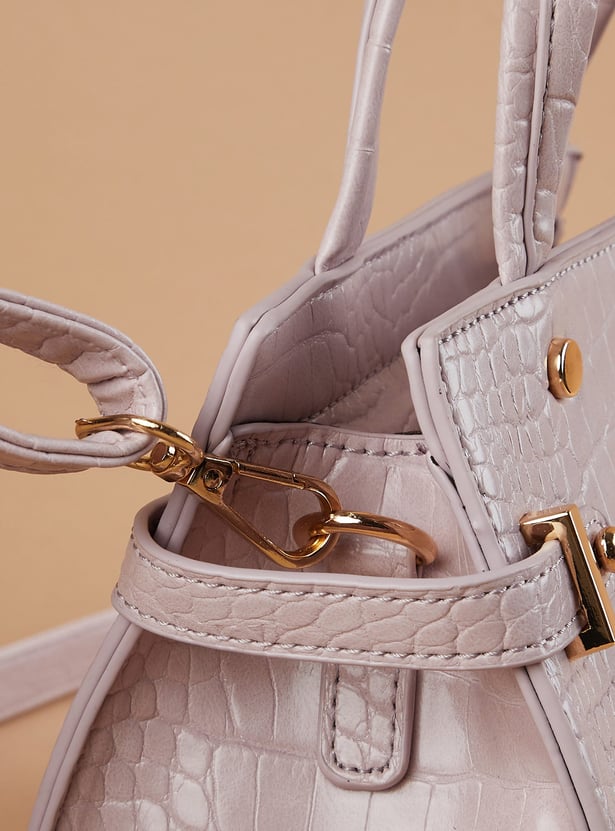GINGER Croc Textured Handheld Bag