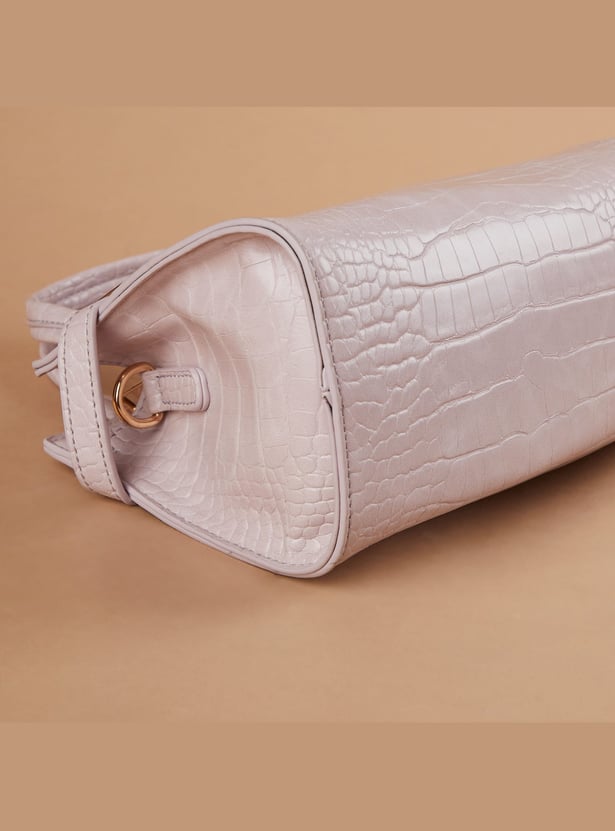 GINGER Croc Textured Handheld Bag