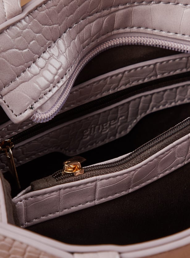 GINGER Croc Textured Handheld Bag