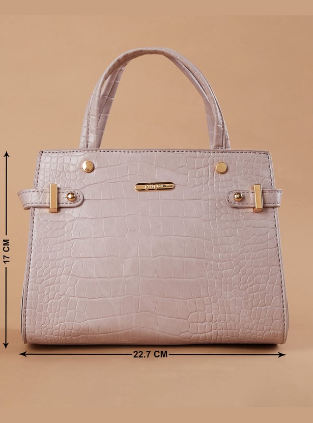 GINGER Croc Textured Handheld Bag