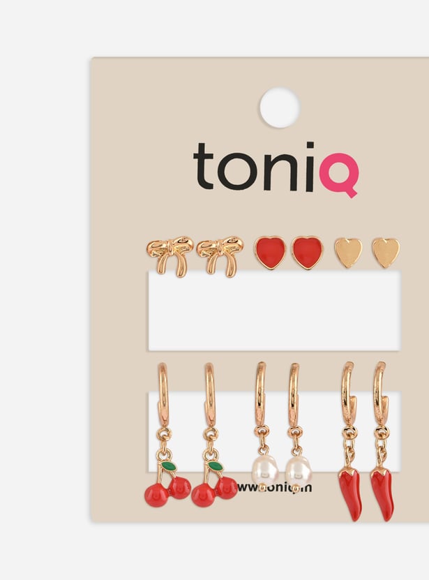 TONIQ Solid Hoops and Studs Earrings Set
