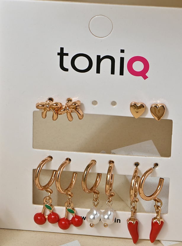TONIQ Solid Hoops and Studs Earrings Set