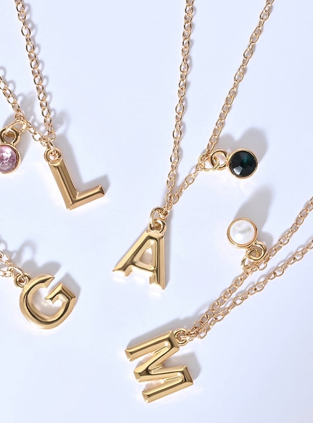 TONIQ Embellished Alphabet Pendant Necklace
