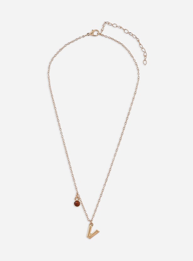 TONIQ Embellished Alphabet Pendant Necklace