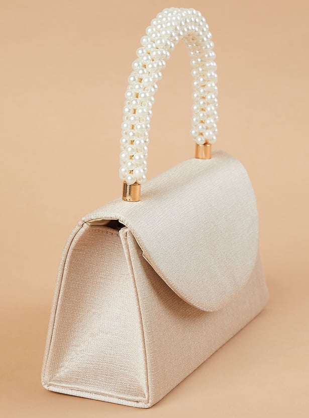 CODE Solid Box Clutch with Embellished Handle