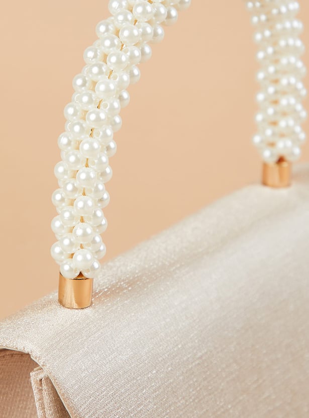 CODE Solid Box Clutch with Embellished Handle