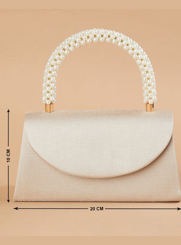 CODE Solid Box Clutch with Embellished Handle
