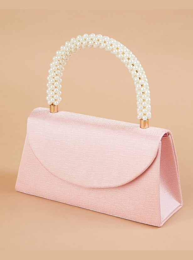CODE Solid Box Clutch with Embellished Handle