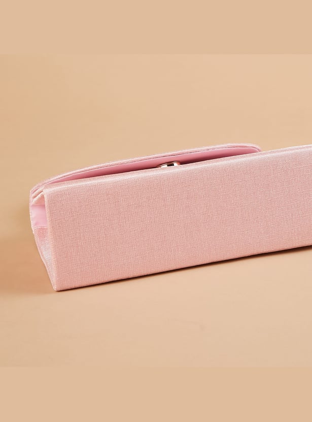 CODE Solid Box Clutch with Embellished Handle
