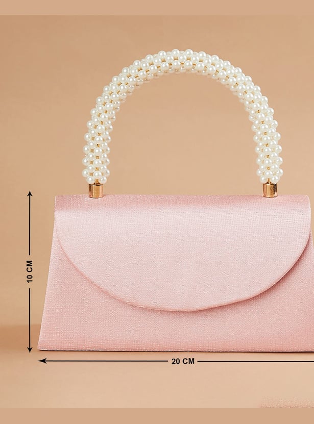 CODE Solid Box Clutch with Embellished Handle