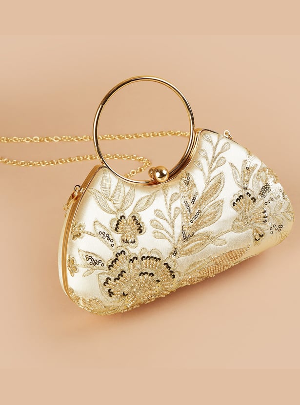 CODE Embroidered Minaudiere Clutch
