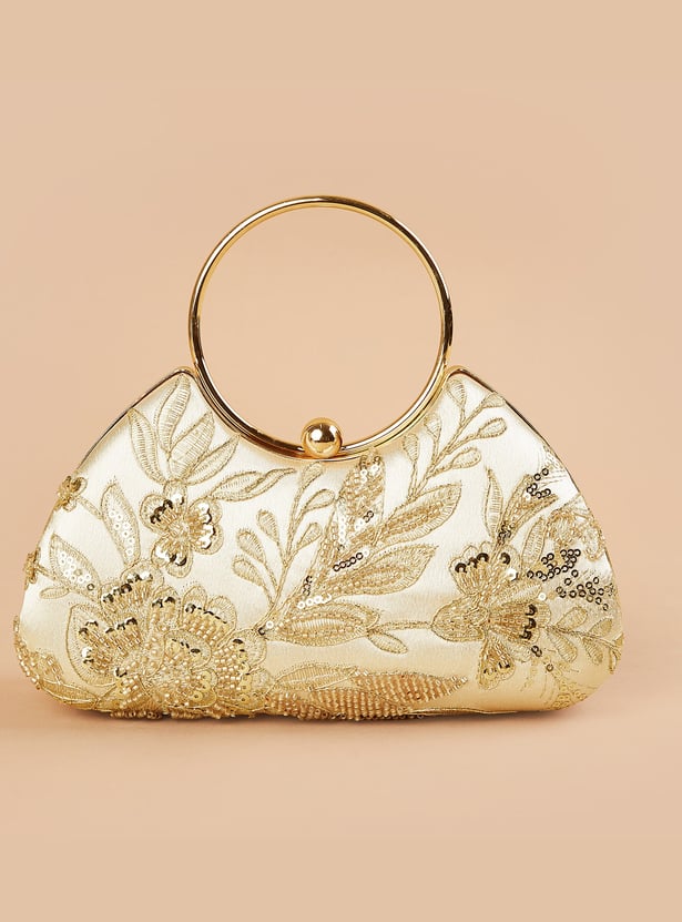 CODE Embroidered Minaudiere Clutch