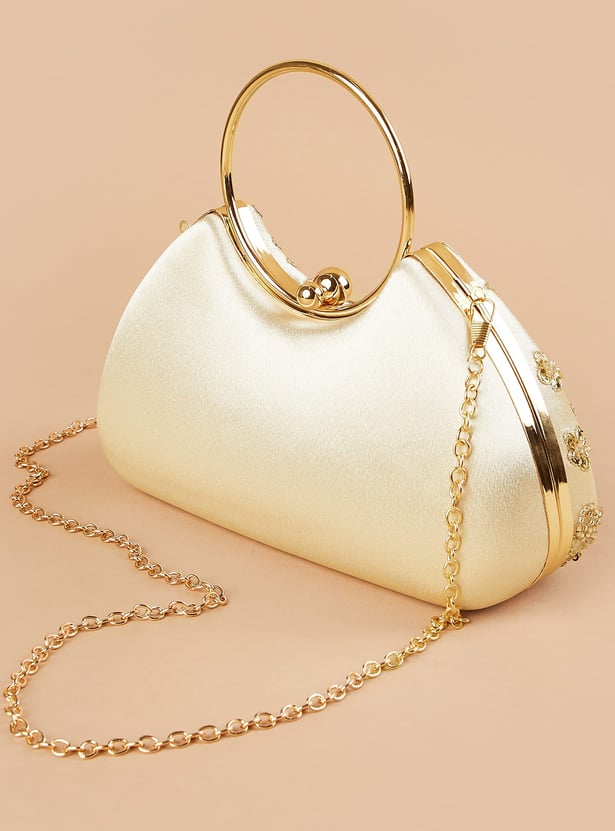 CODE Embroidered Minaudiere Clutch