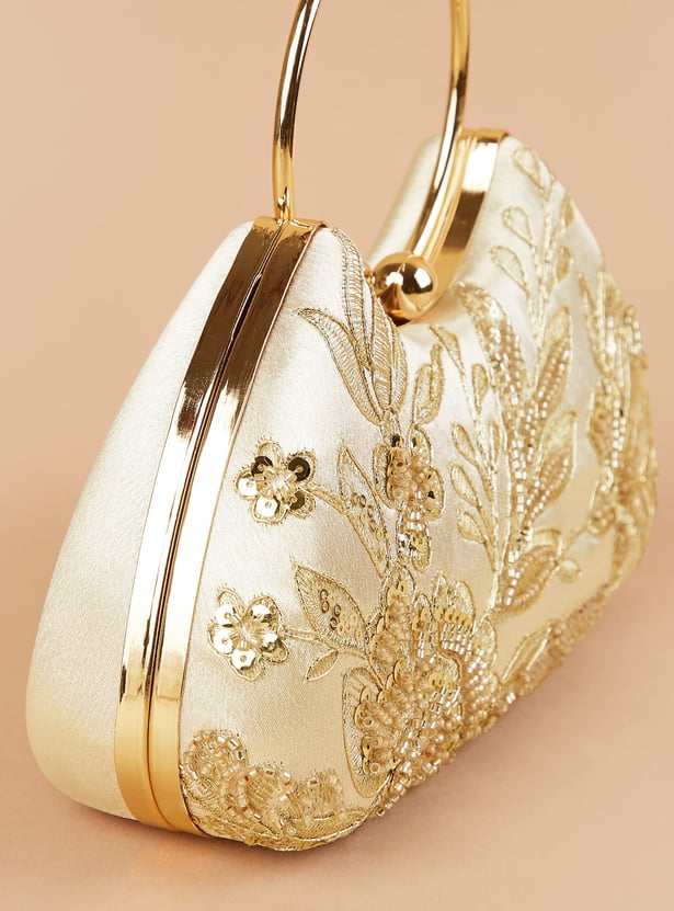 CODE Embroidered Minaudiere Clutch