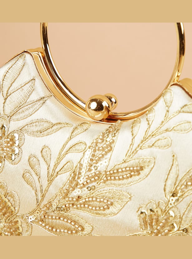 CODE Embroidered Minaudiere Clutch