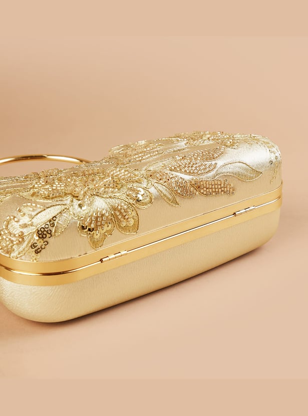 CODE Embroidered Minaudiere Clutch