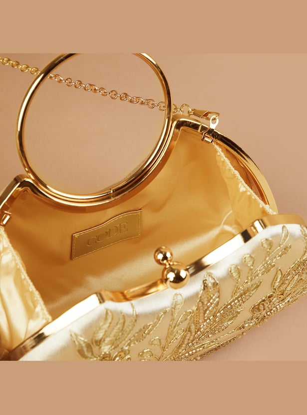 CODE Embroidered Minaudiere Clutch
